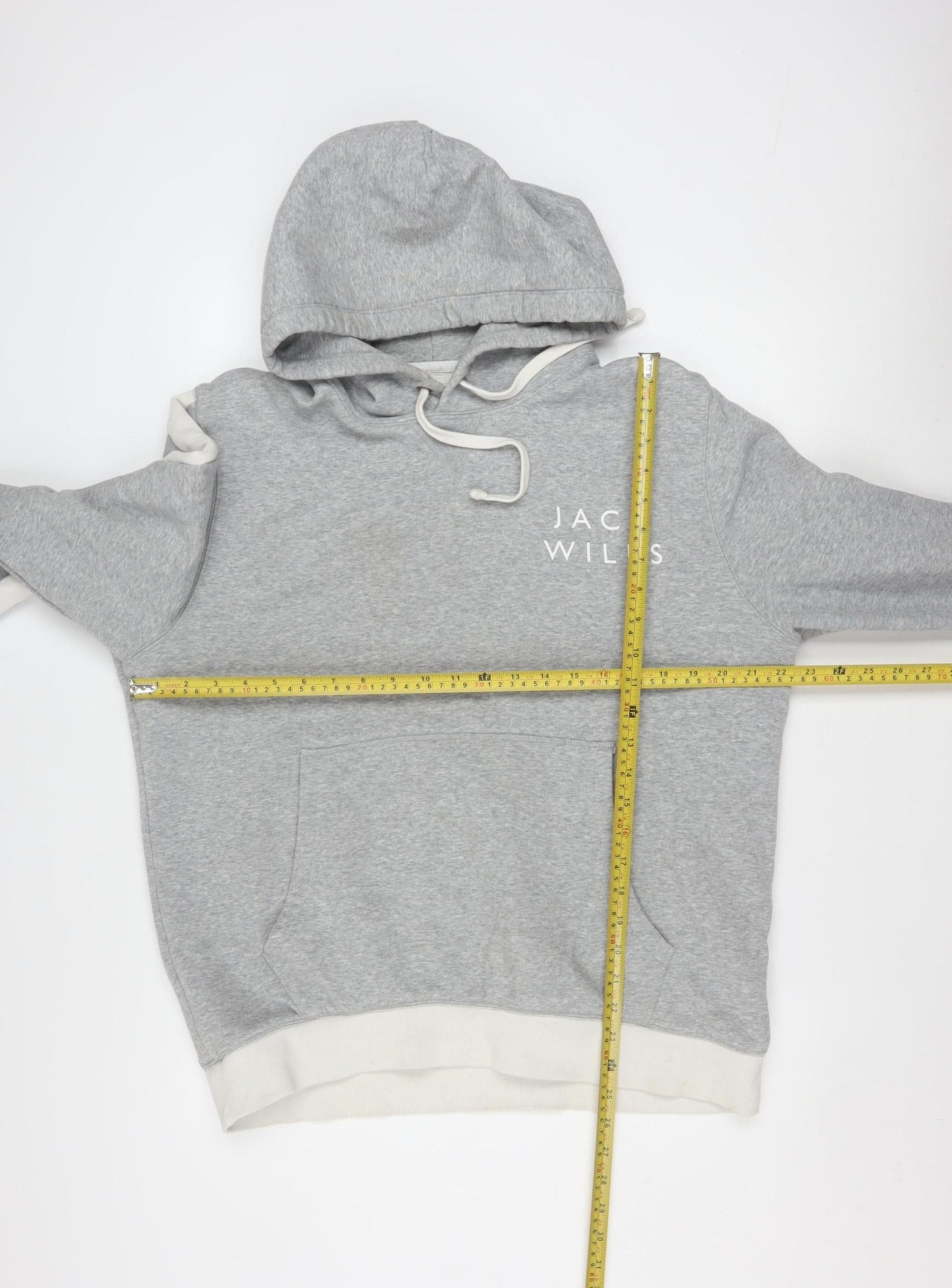 Jack Wills Men's Grey Pullover Hoodie L Logo Cotton Blend