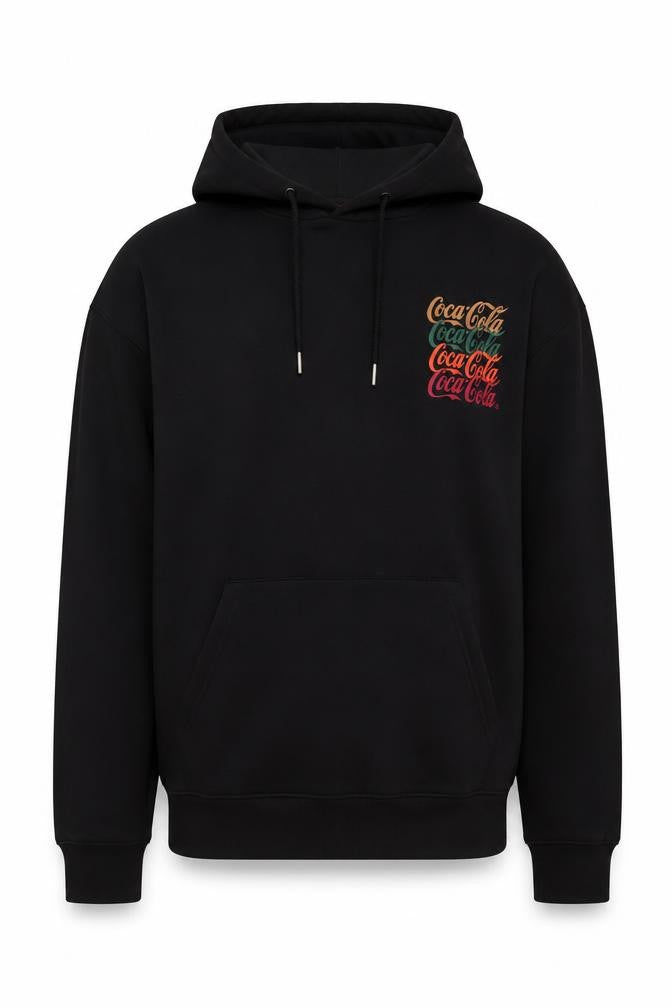 Coca-Cola Men's Black Pullover Hoodie M Regular Fit Graphic Fleece