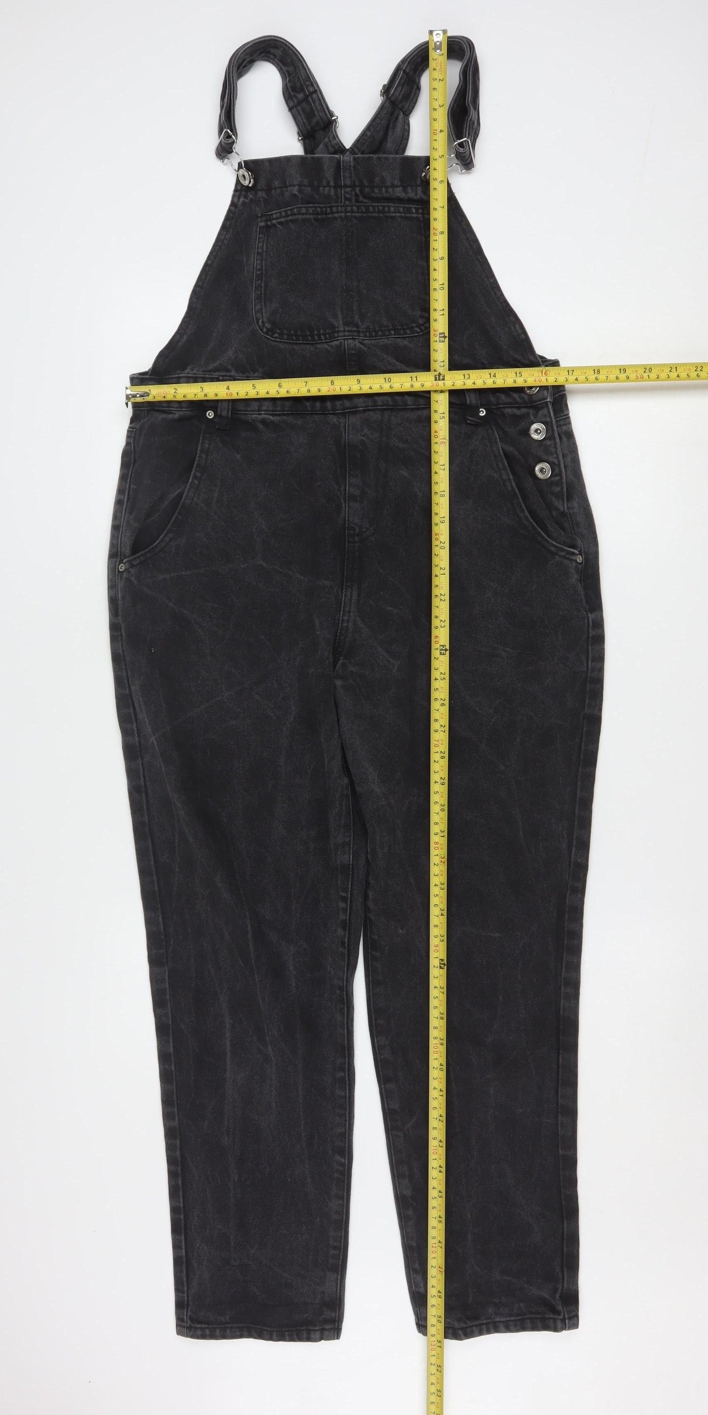 Boohoo Women’s Black Denim Dungaree Jumpsuit UK 14 Regular Fit