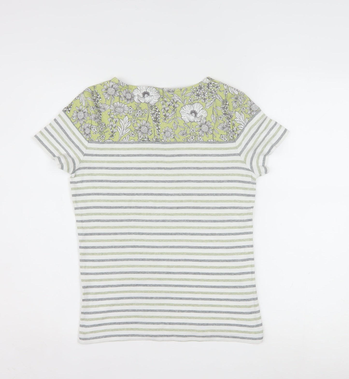 Maine New England Women’s Multicoloured Stripe Floral Cotton T-Shirt Size 10