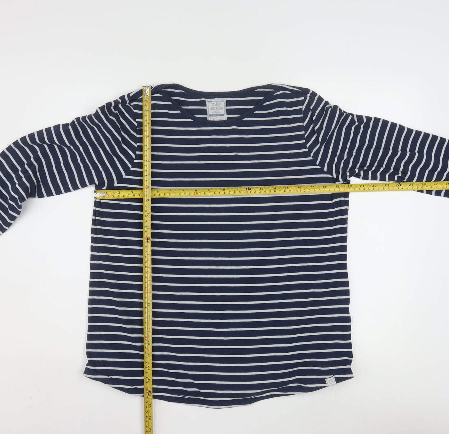 Fat Face Women's Blue Striped Long Sleeve Cotton T-Shirt Size 16