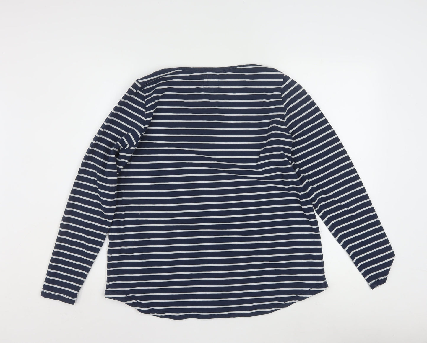 Fat Face Women's Blue Striped Long Sleeve Cotton T-Shirt Size 16