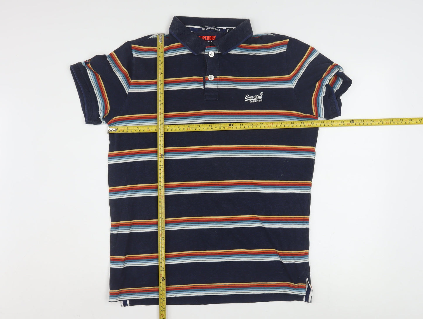 Superdry Men’s Blue Striped Classic Jersey Polo Shirt L