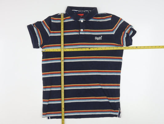 Superdry Men’s Blue Striped Classic Jersey Polo Shirt L