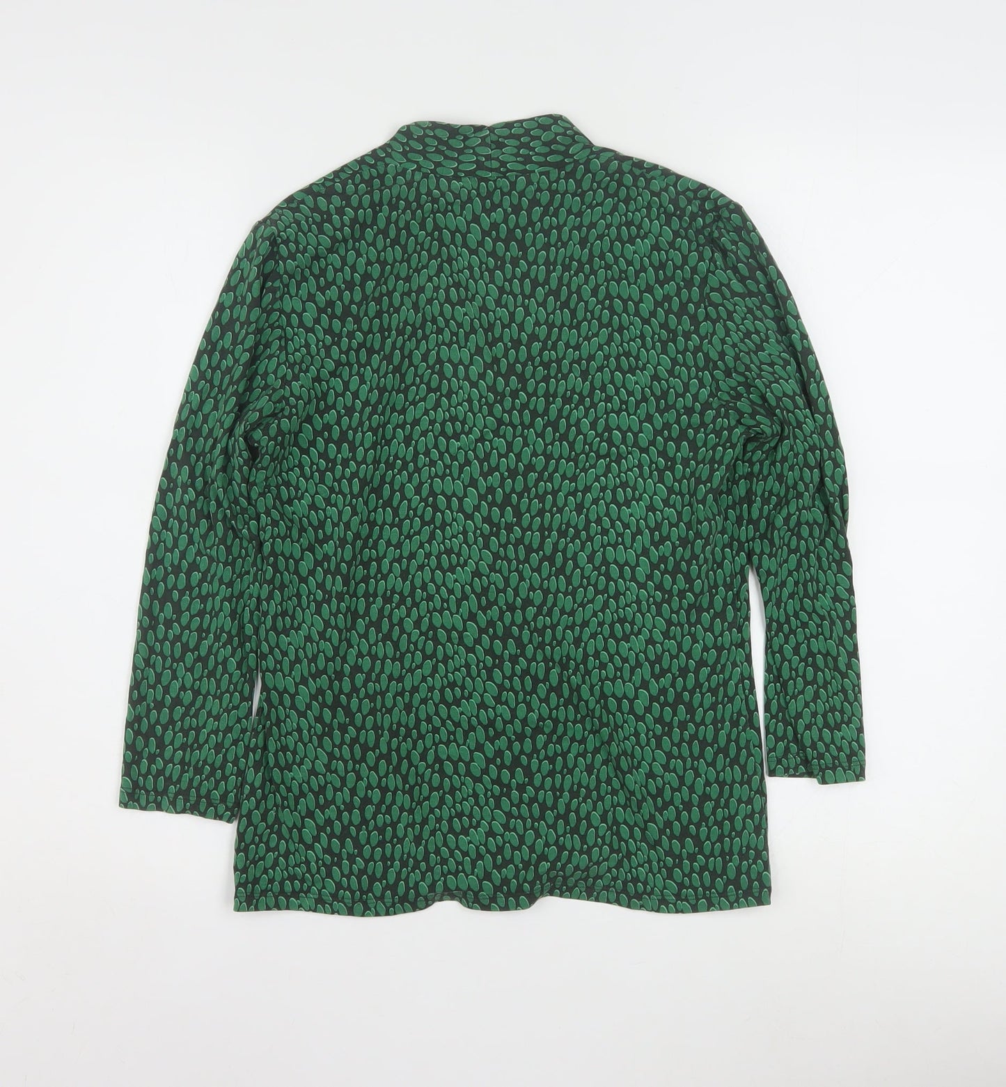 Hobbs Womens Green Geometric V-Neck Long Sleeve Tunic Blouse Size S