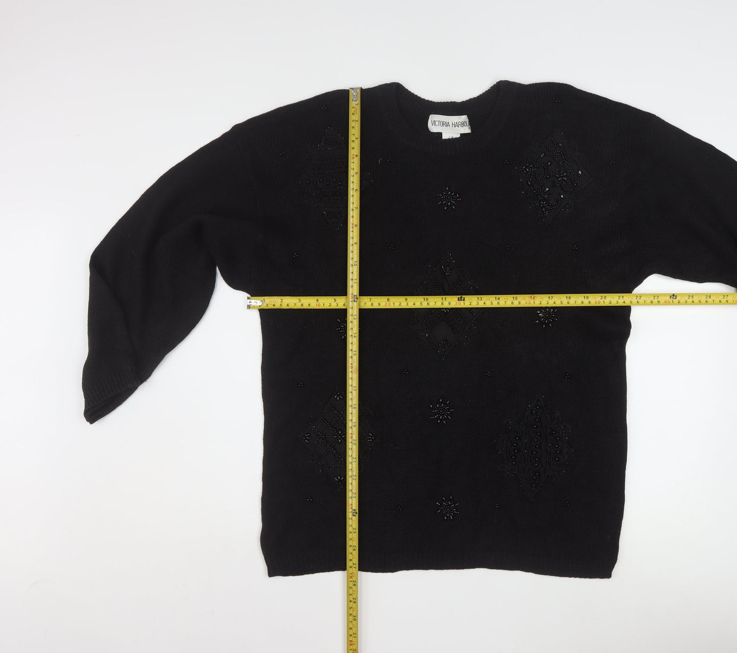 Victoria Harbour Women's Black Beaded Knit Jumper L