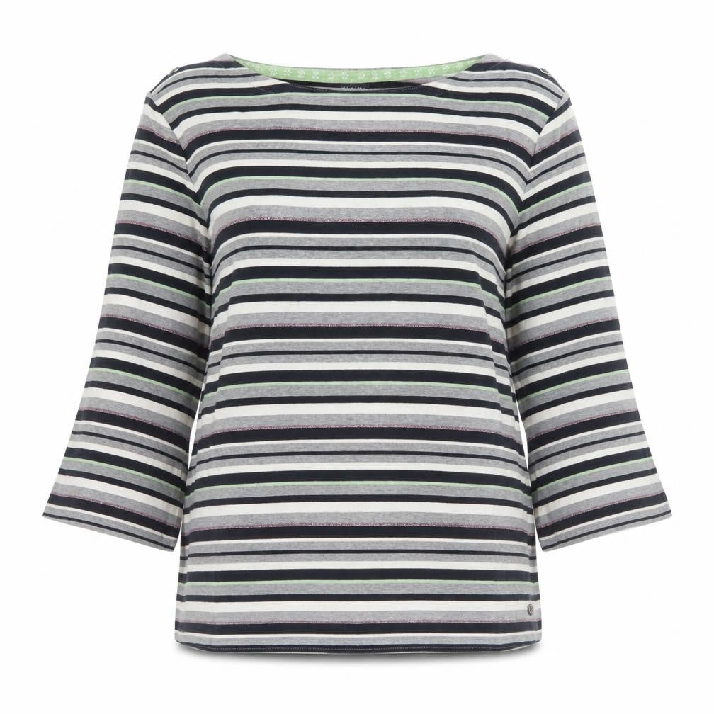 Maine New England Women’s Multicoloured Striped 3/4 Sleeve Cotton Top Size 20
