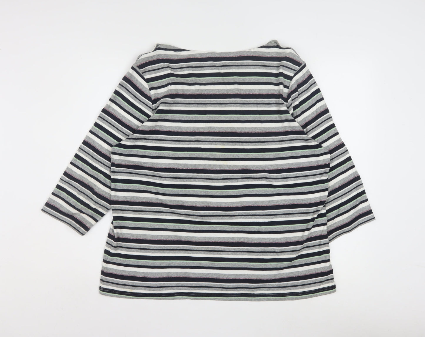 Maine New England Women’s Multicoloured Striped 3/4 Sleeve Cotton Top Size 20