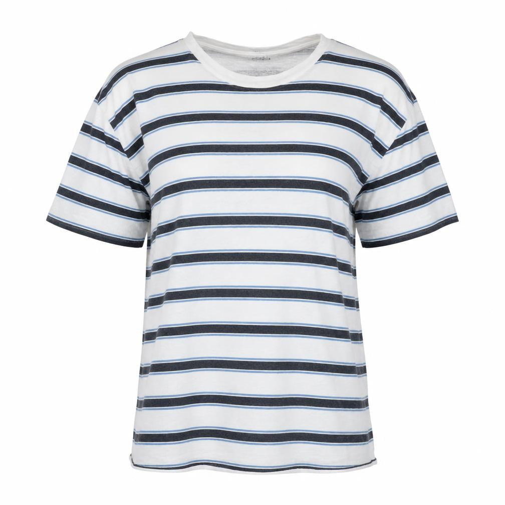 Jigsaw Women's Blue Striped Linen T-Shirt XS Relaxed Fit