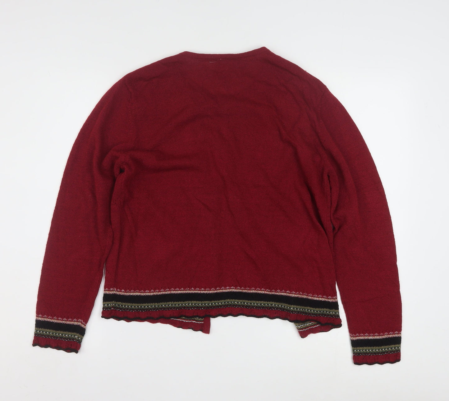 Koret Petites Red Floral Embroidered Knit Cardigan Women’s M Petite