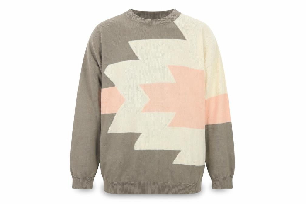 Classics by Caldwell Men's Beige Geometric Cotton Jumper L