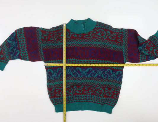 Gina Peters Men's Multicoloured Retro Mock Neck Pullover Jumper M