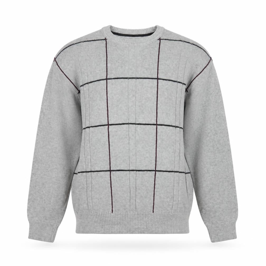 David Taylor Men's Grey Check Cotton Pullover Jumper Size S