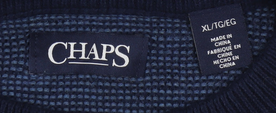 Chaps Men's Blue Cotton Waffle-Knit Crew Neck Jumper Size XL