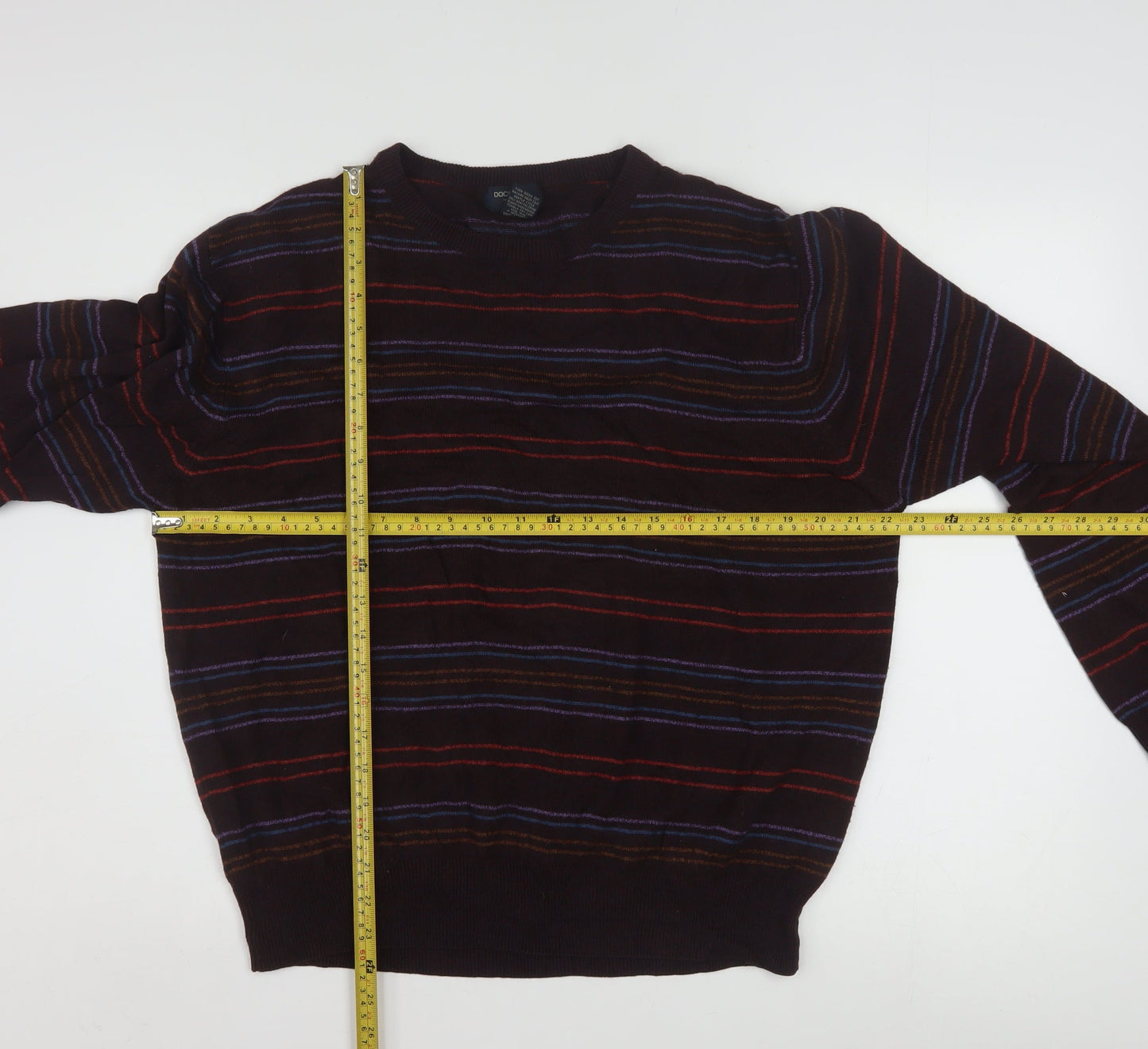 Dockers Men's Multicoloured Striped Acrylic Pullover Jumper L