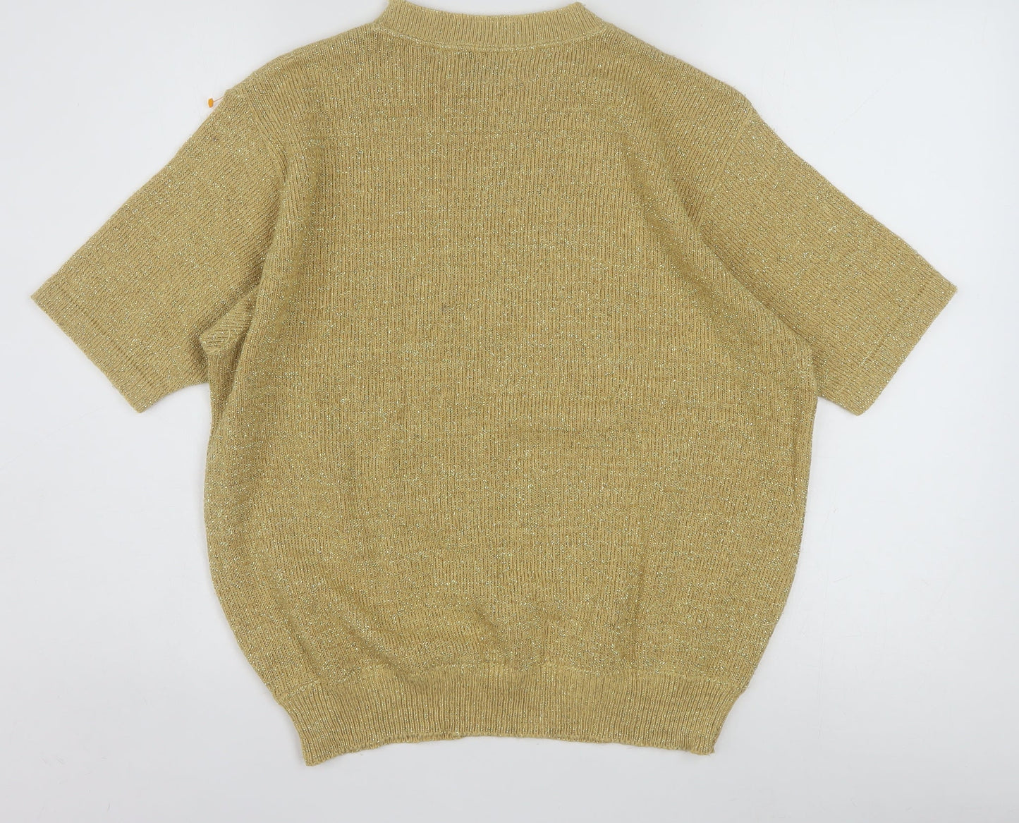 Alfred Dunner Womens Gold Short Sleeve Knit Pullover Jumper Size L