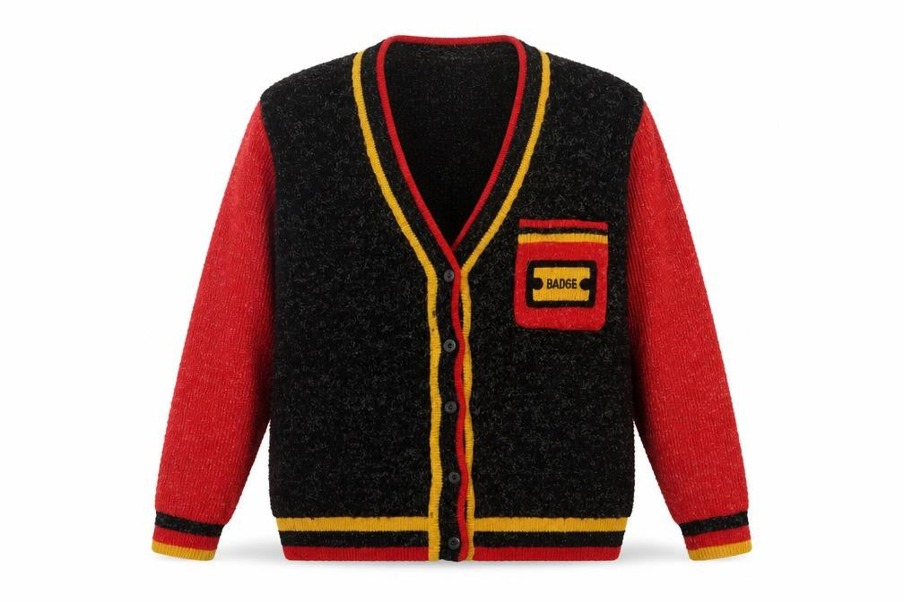 Michel Sport Men's Multicoloured Retro V-Neck Button Cardigan M