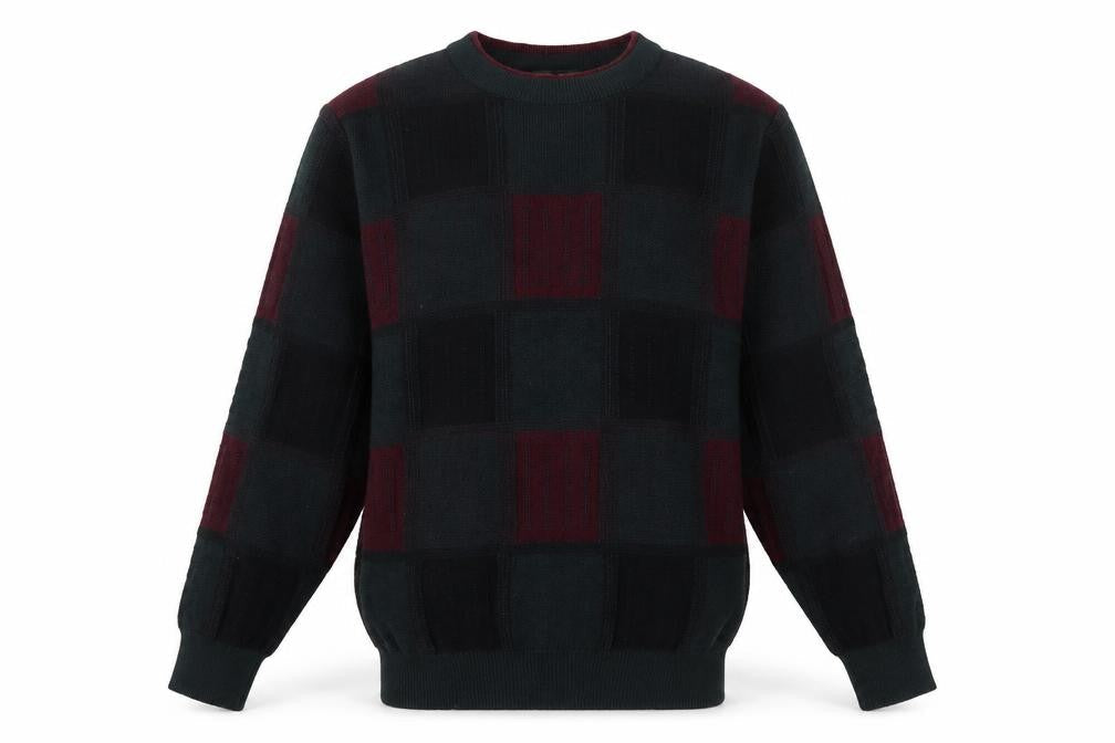 Rosso Cavalli Men's Black Checked Wool Pullover Jumper L Classic Fit
