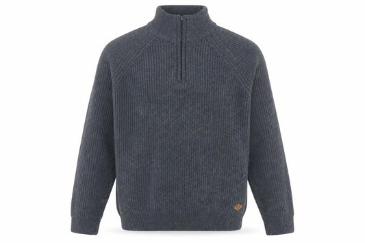 Lee Cooper Men’s Grey Wool Blend 1/4 Zip High Neck Jumper L