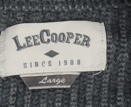 Lee Cooper Men’s Grey Wool Blend 1/4 Zip High Neck Jumper L