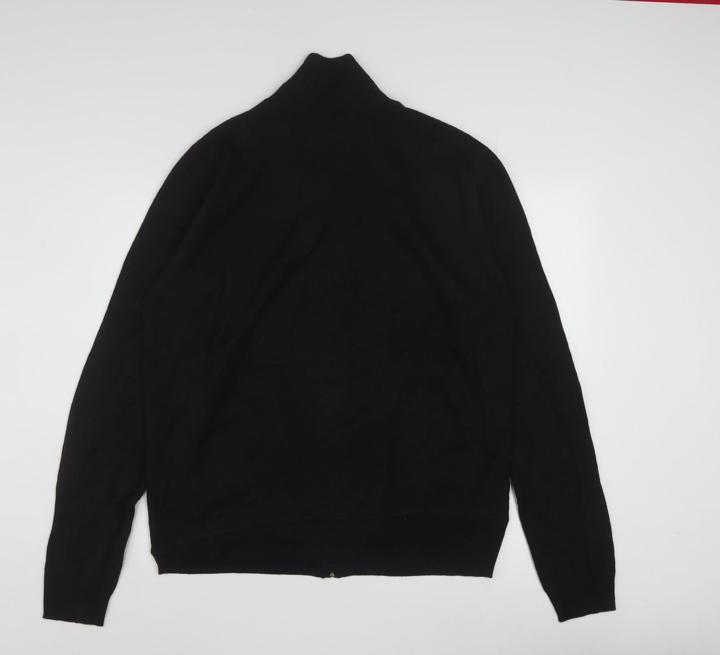 Puma Men's Black XL Full Zip Wool Blend Striped Jumper