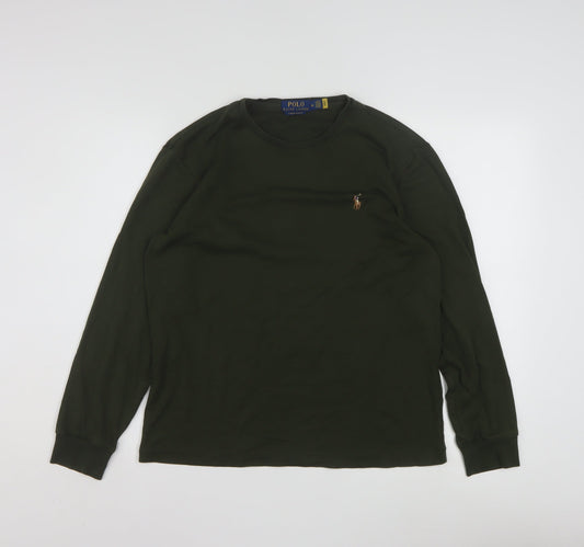 Ralph Lauren Womens Green Long Sleeve Slim Fit Cotton T-Shirt M