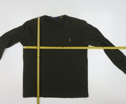 Ralph Lauren Womens Green Long Sleeve Slim Fit Cotton T-Shirt M