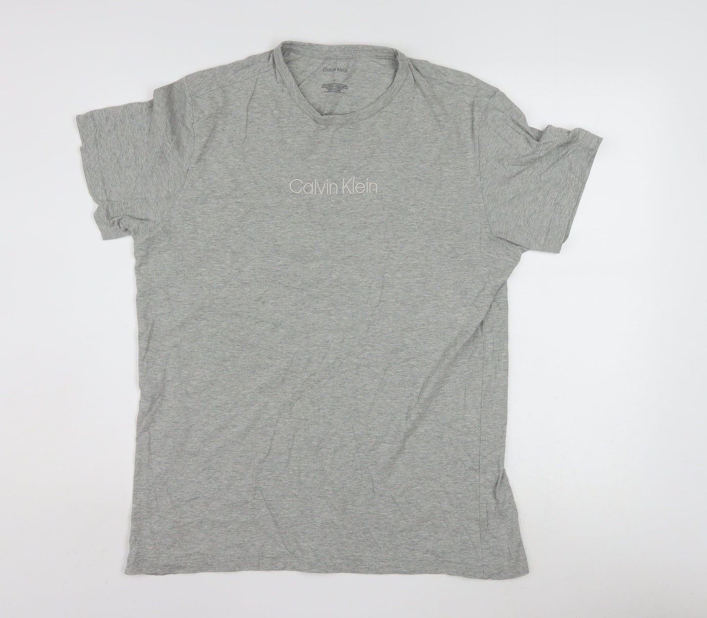 Calvin Klein Men's Grey Crew Neck Cotton Blend T-Shirt M