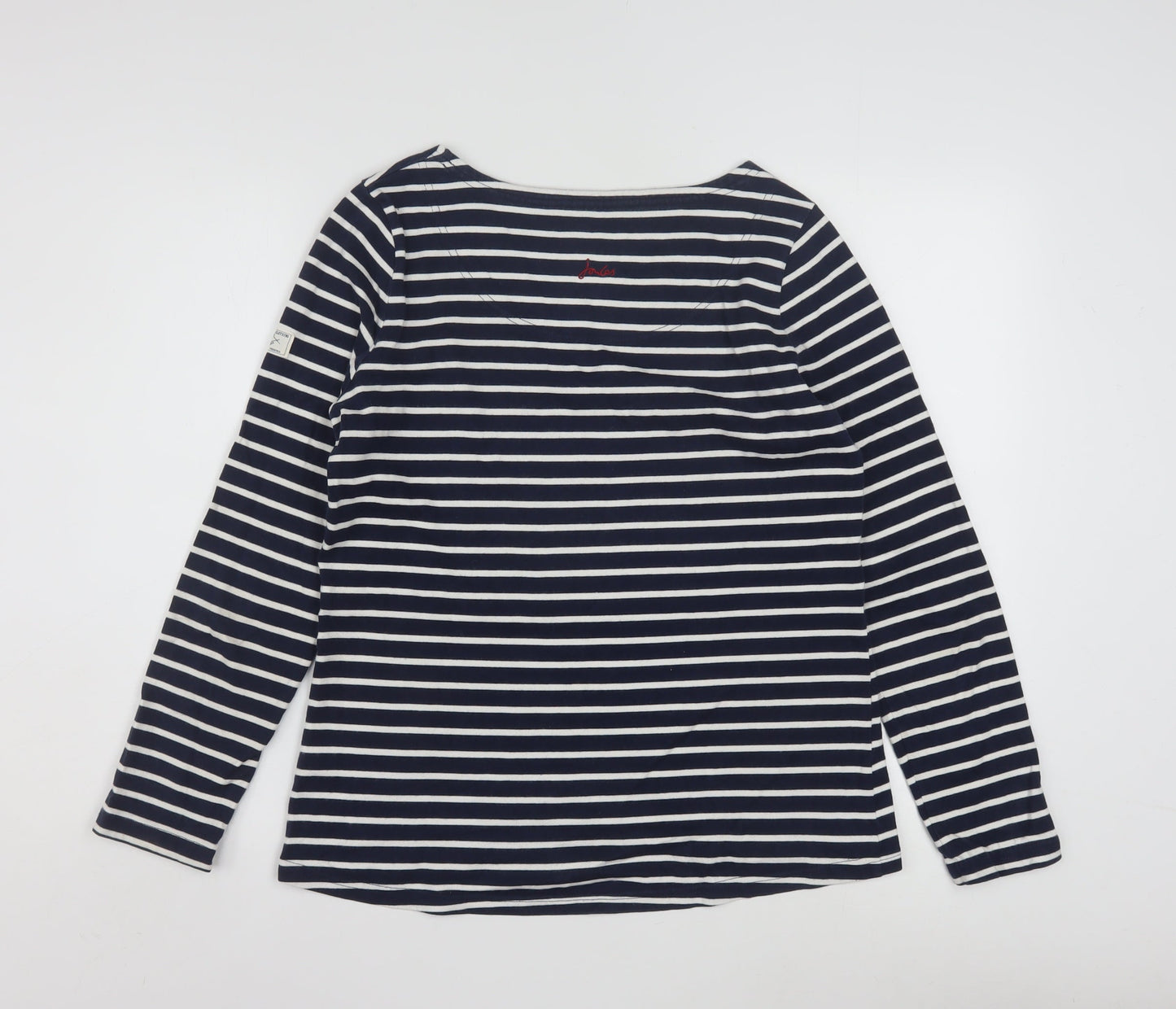 Joules Women Blue Striped Cotton Long Sleeve Nautical T-Shirt UK 12