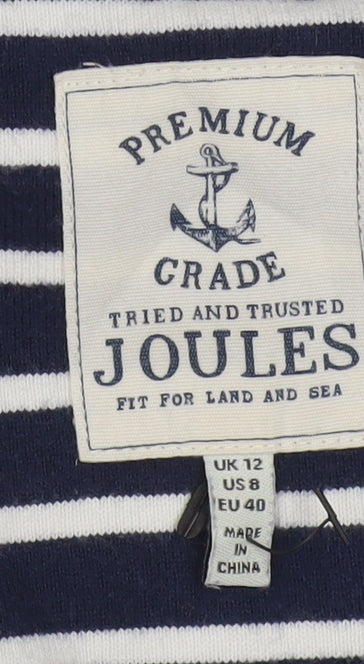 Joules Women Blue Striped Cotton Long Sleeve Nautical T-Shirt UK 12