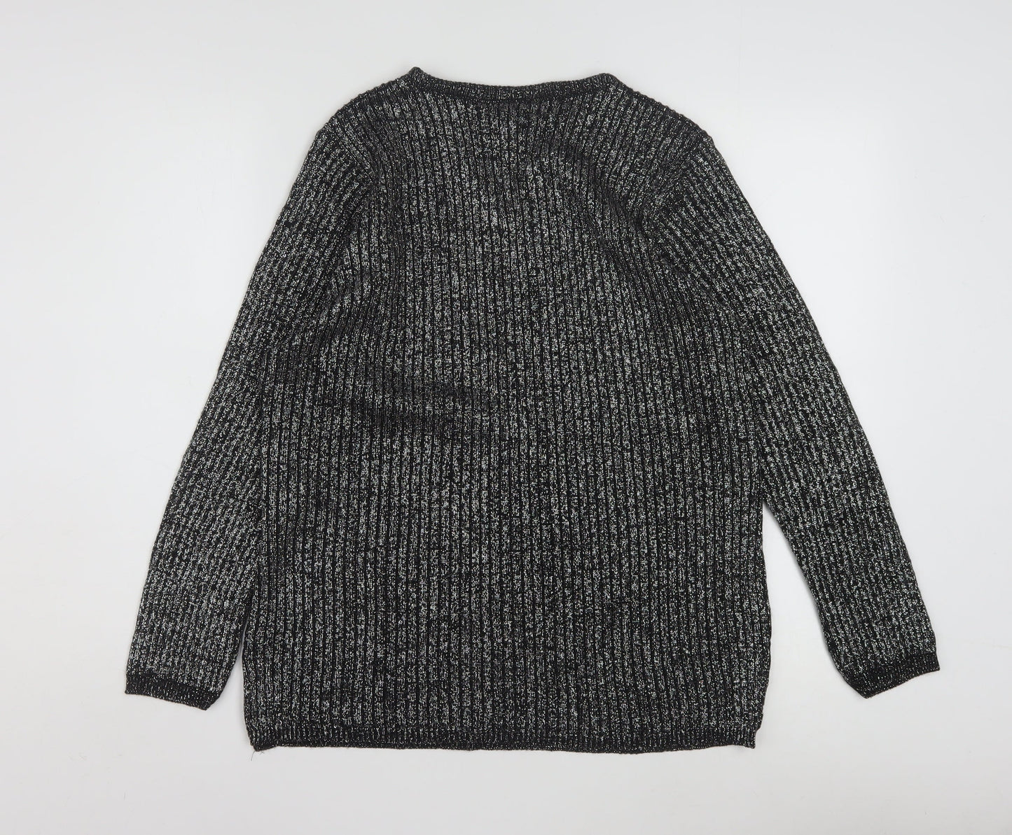 Norton McNaughton Petite Women's Black Metallic V-Neck Knit Jumper S
