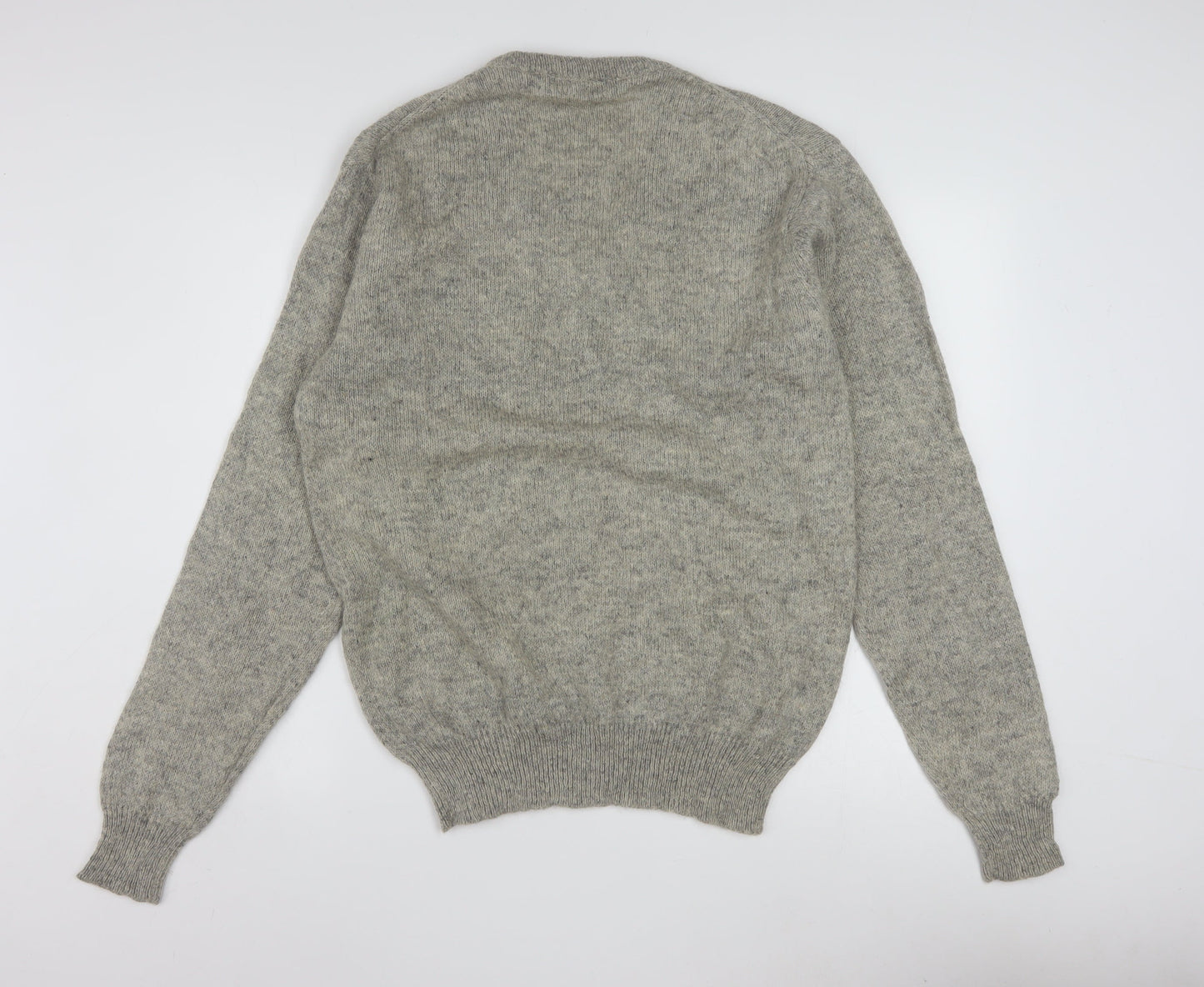 Friendship Men's Grey Wool V-Neck Geometric Pullover Jumper L