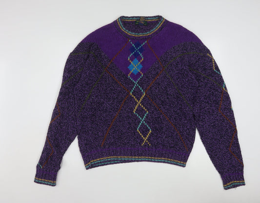 Colours by Alexander Julian Men's Purple Argyle Knit Jumper L