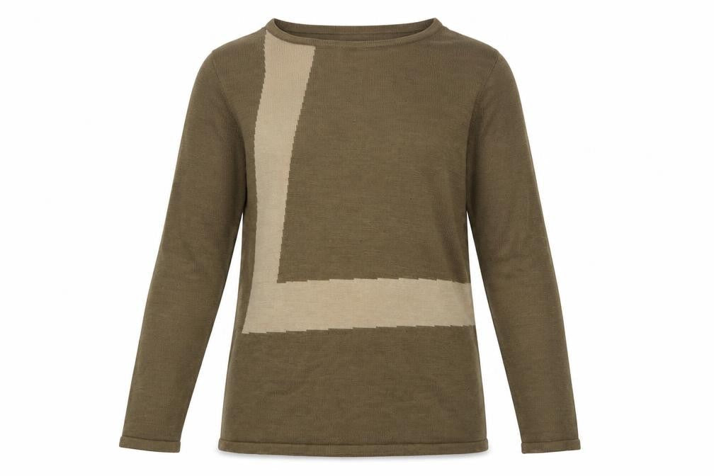 Carol Patterson Women Brown Geometric Wool Blend Pullover Jumper S