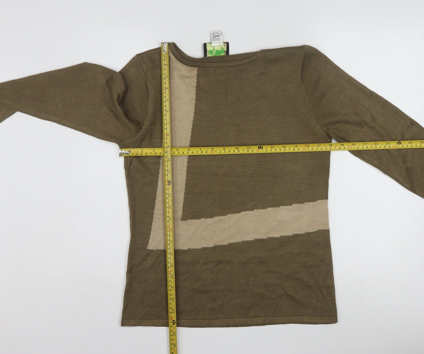 Carol Patterson Women Brown Geometric Wool Blend Pullover Jumper S