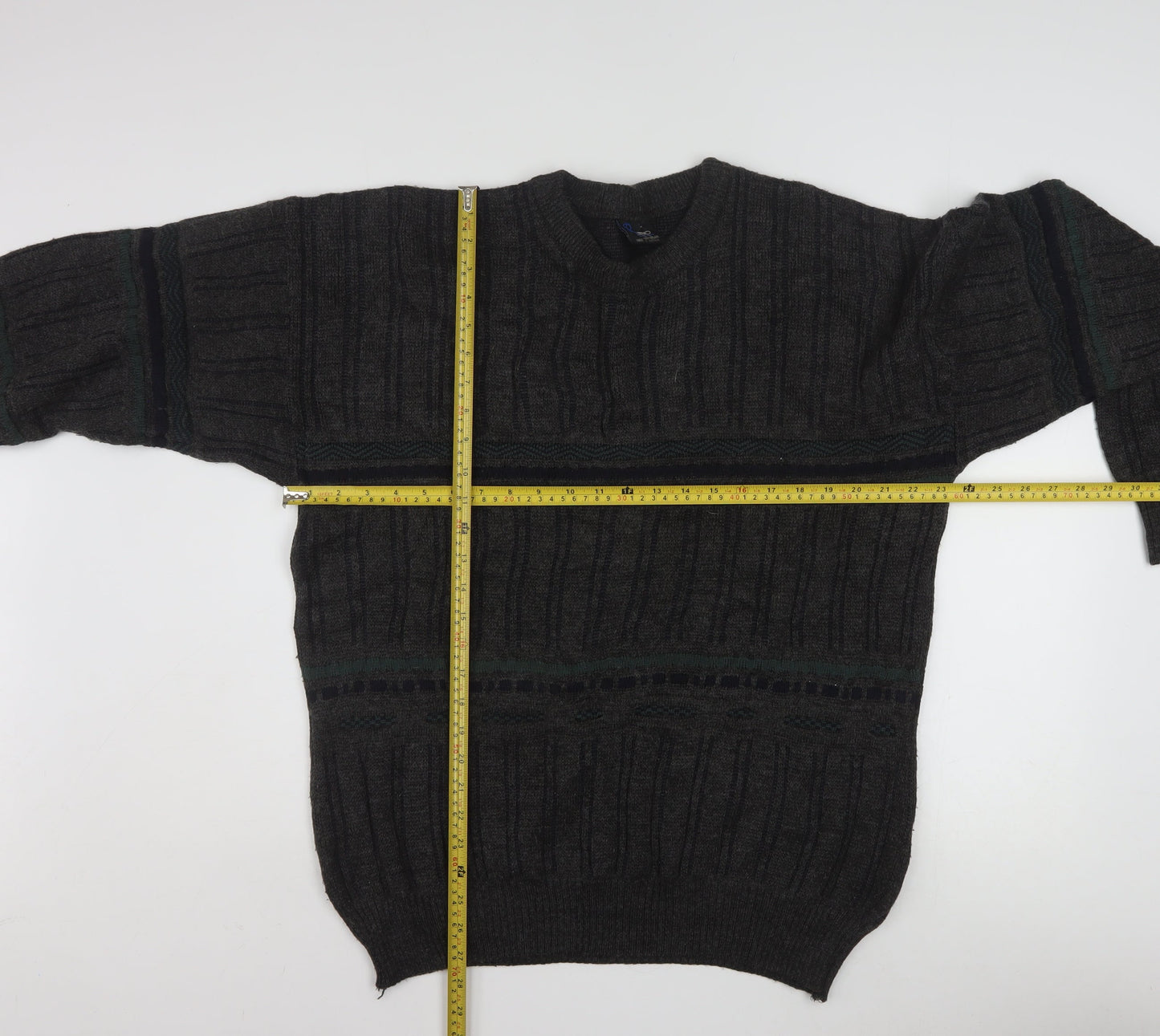 Rapp Knitwear Men's Grey Wool Blend Cable Pullover Jumper L
