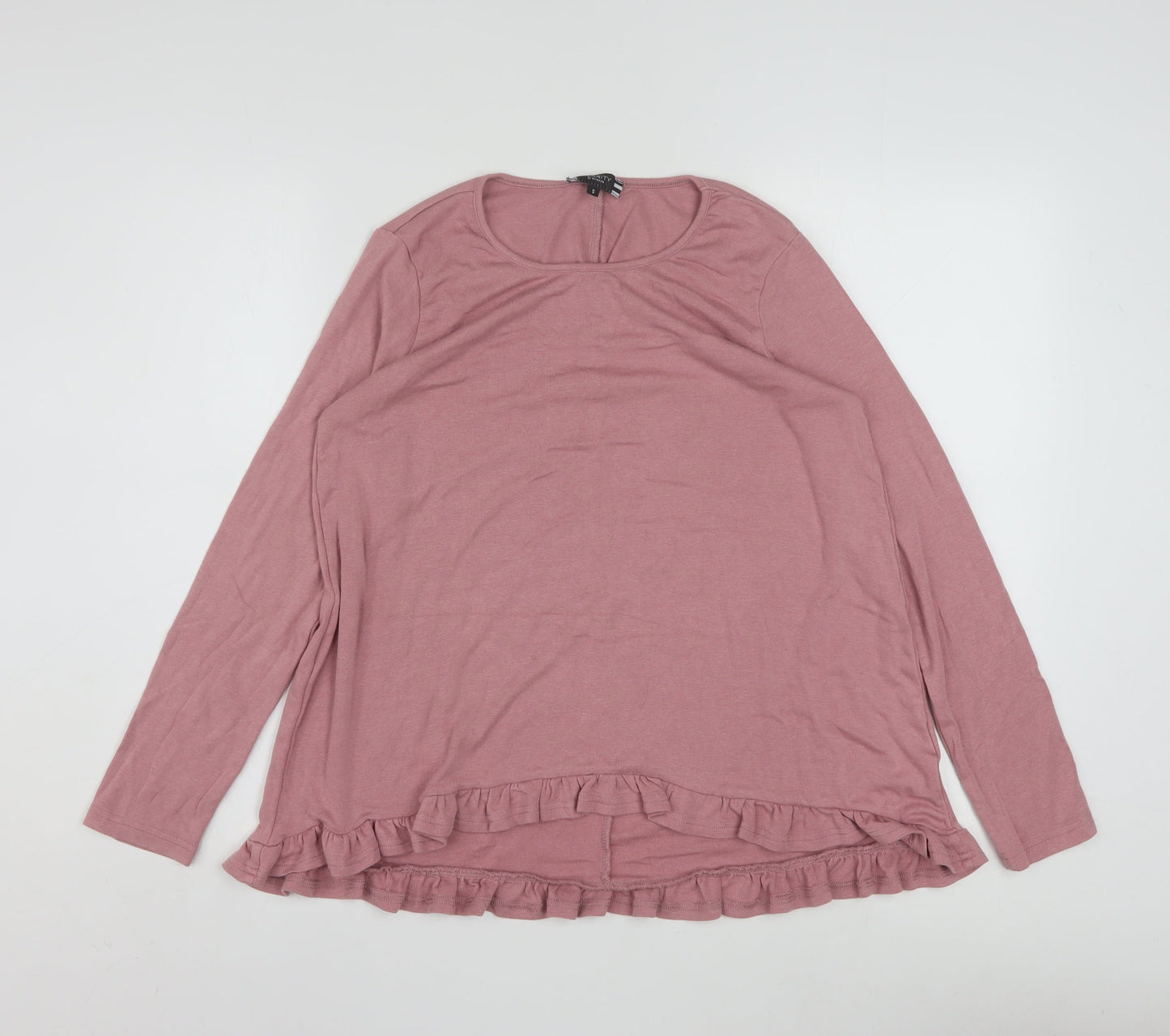 Clarity by Threadz Women's Pink Ruffle Hem Tunic Top Size S