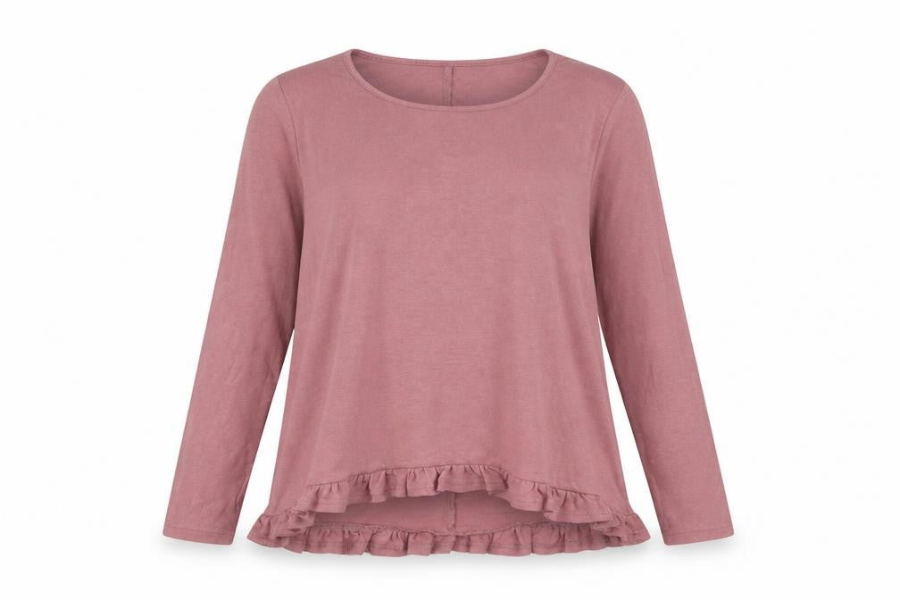 Clarity by Threadz Women's Pink Ruffle Hem Tunic Top Size S