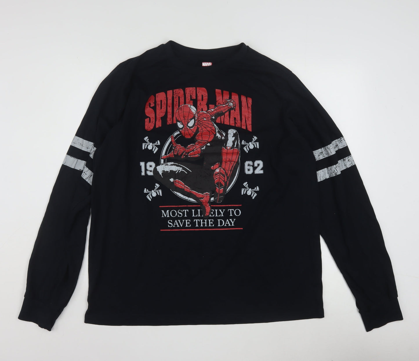 Marvel Men's Black Spider-Man Long Sleeve Graphic Shirt Size L