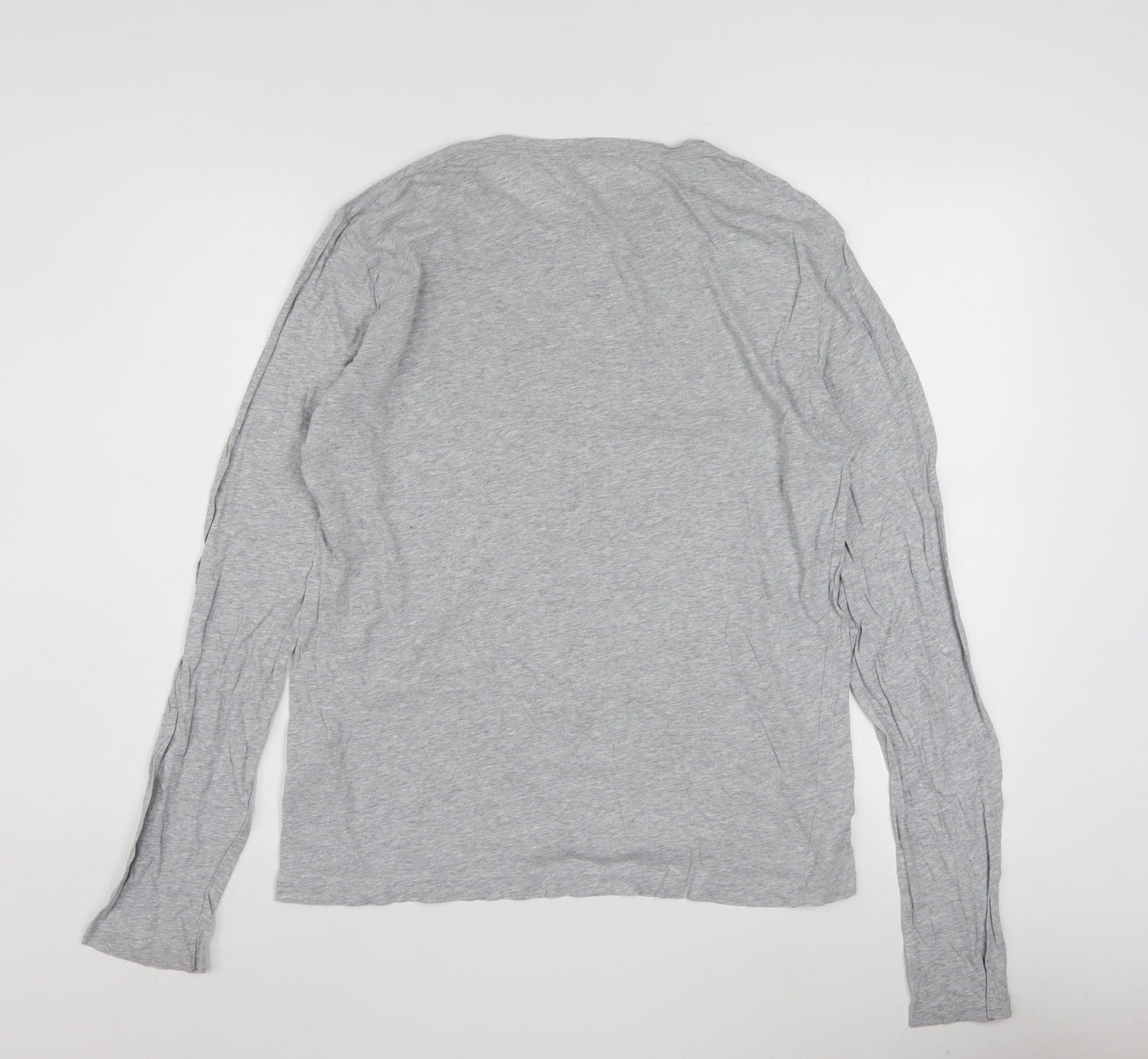 AllSaints Women’s Grey Long Sleeve Cotton Modal Crew Neck Top Size L