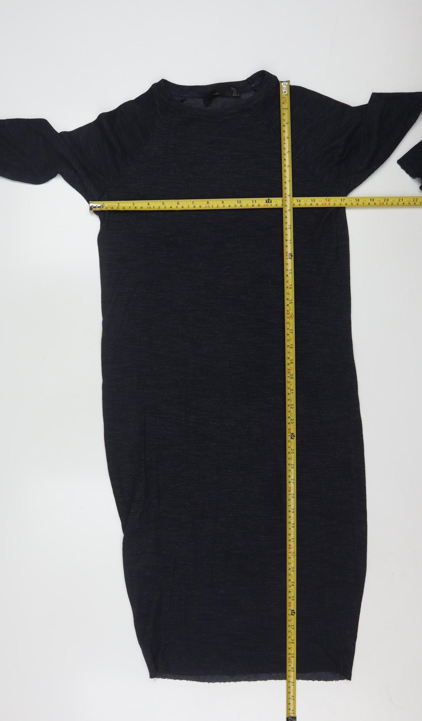 Zara Women Black Knit Bodycon Midi Dress Size S Long Sleeve