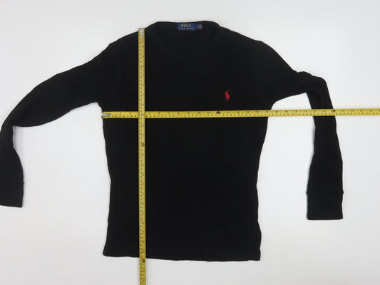 Polo Ralph Lauren Men's Black Slim Fit Long Sleeve Cotton Top Size S
