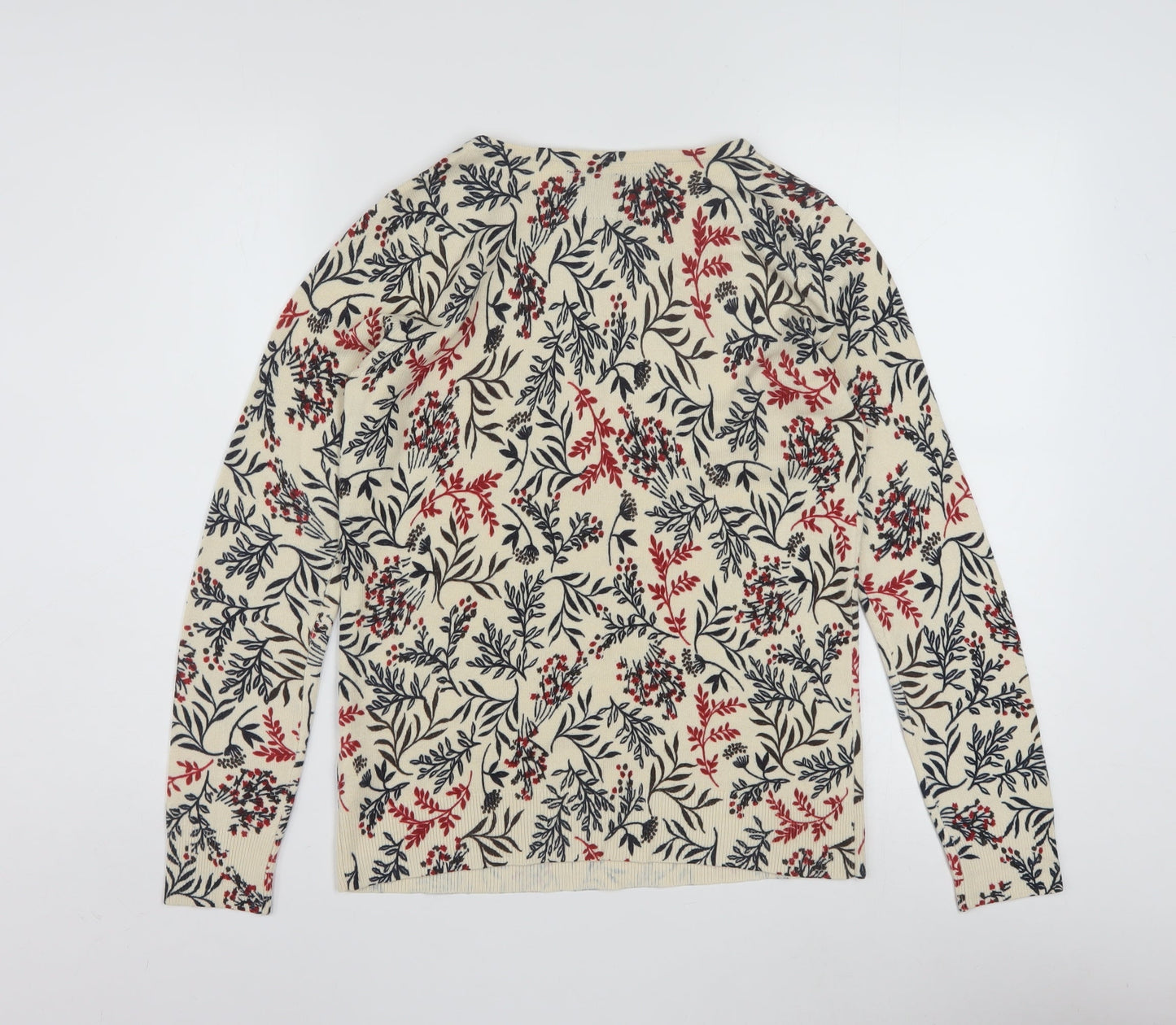 Maine New England Women's Beige Floral Knit Jumper Size 10