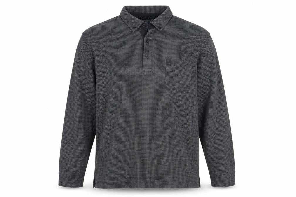 Lincoln Men's Grey Long Sleeve Button-Down Polo Shirt Size L