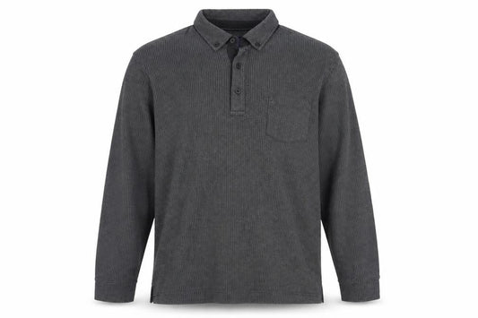 Lincoln Men's Grey Long Sleeve Button-Down Polo Shirt Size L
