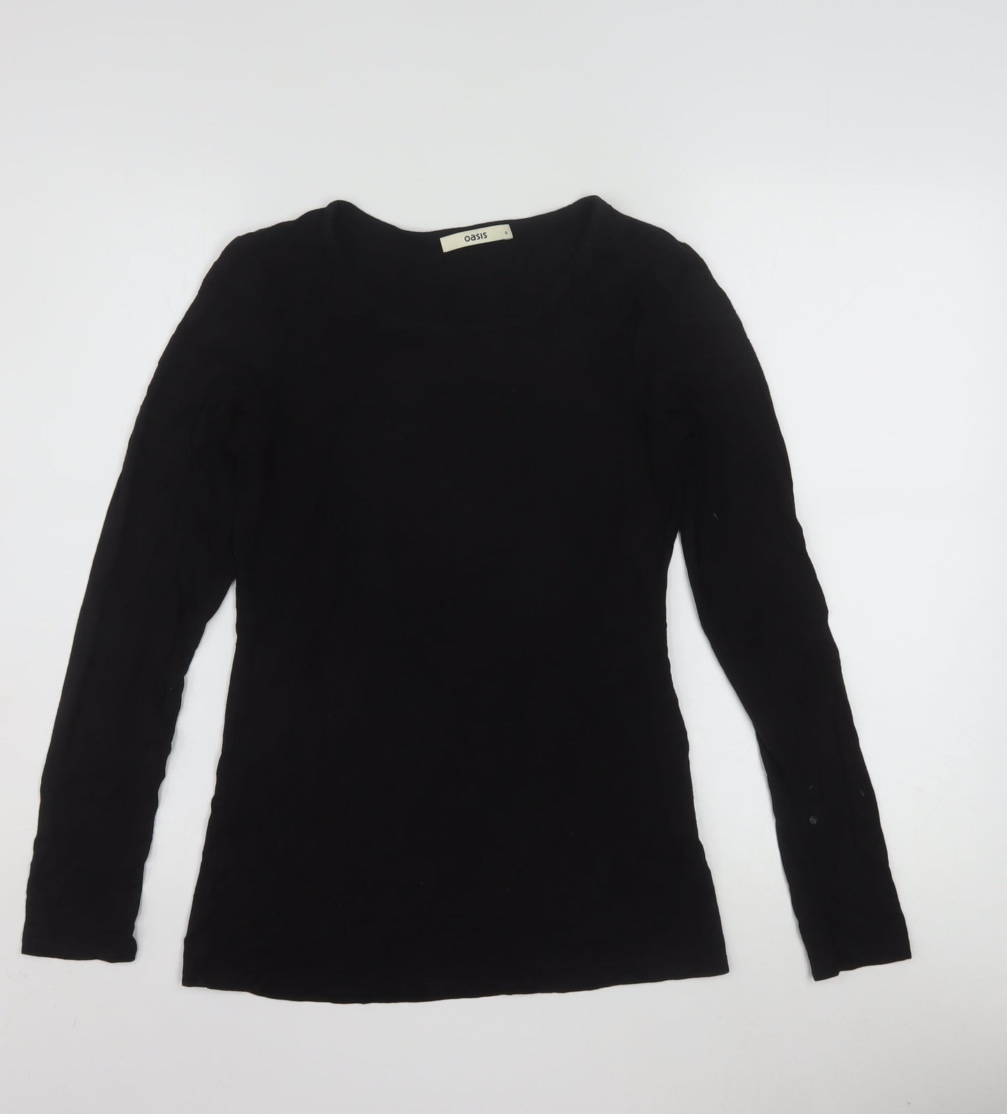 Oasis Womens Black Long Sleeve Scoop Neck Viscose Jersey Top Size S