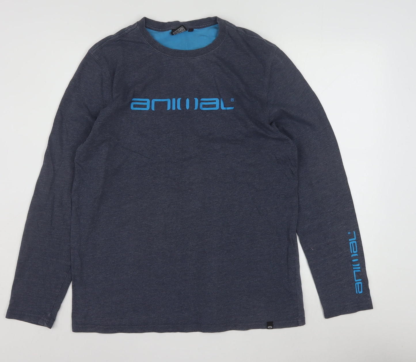 Animal Men's Blue Long Sleeve Crew Neck Graphic Top Size M