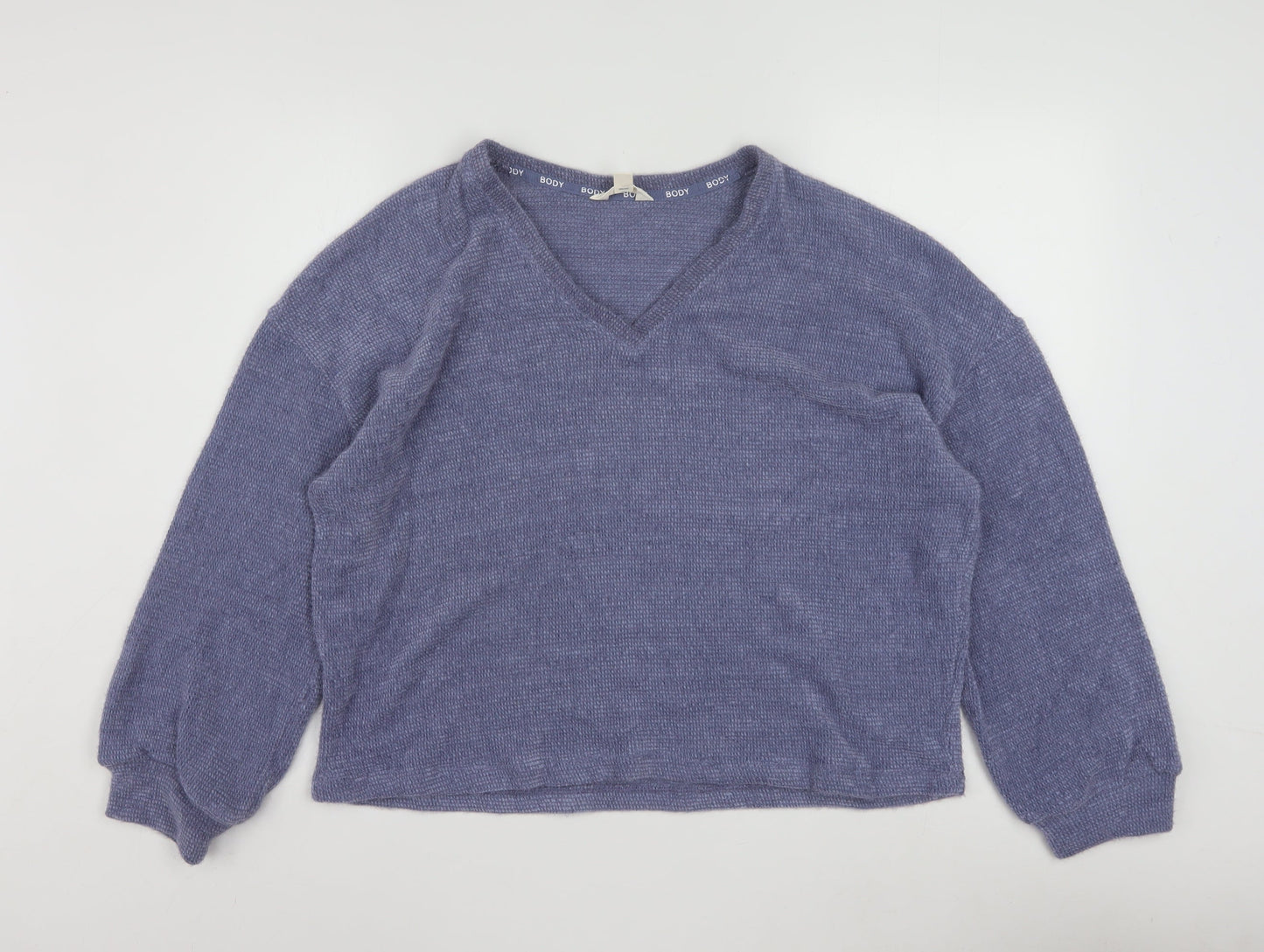 Marks and Spencer Womens Purple Knit V-Neck Long Sleeve Pyjama Top M