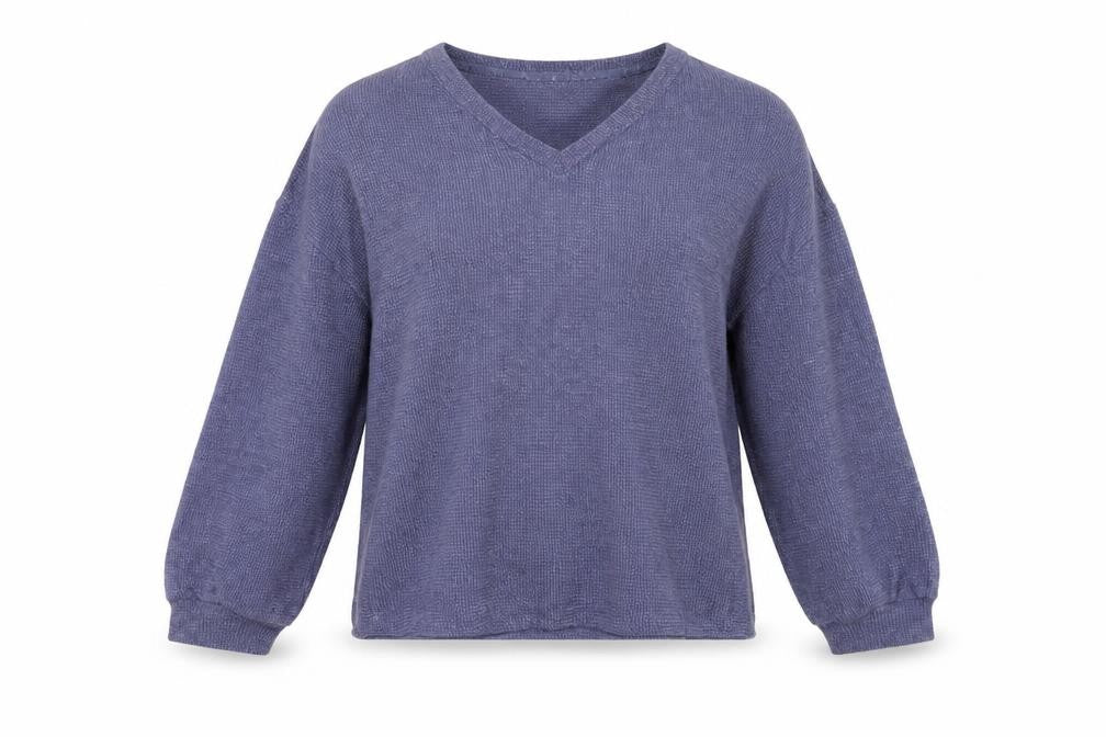 Marks and Spencer Womens Purple Knit V-Neck Long Sleeve Pyjama Top M