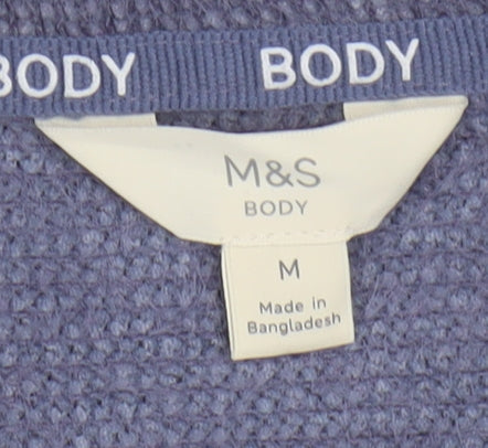 Marks and Spencer Womens Purple Knit V-Neck Long Sleeve Pyjama Top M